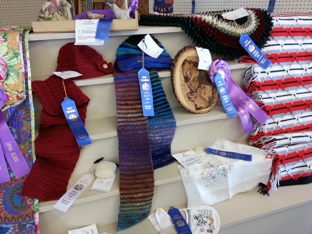 Open Class Exhibitor Knitting and Crocheting entries at the Dodge County Fair