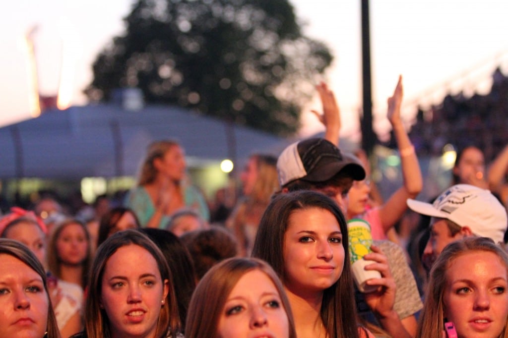 Fans ready for the outdoor concert during the Dodge County Fair