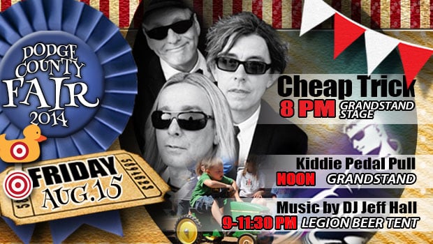 Cheap Trick rocks the stage on Friday, August 15th of the 2014 Dodge County Fair.
