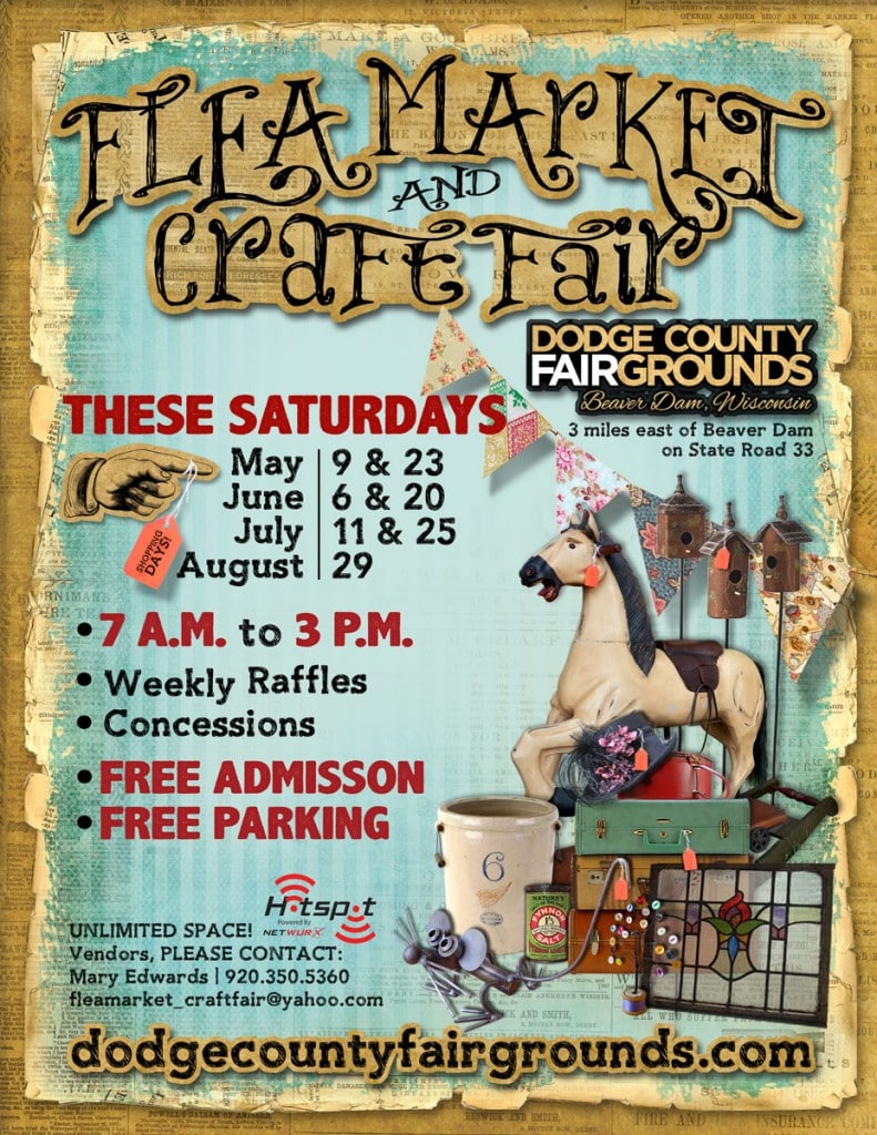 2015 Flea Market and Craft Fair Poster at the Dodge County Fairgrounds near Beaver Dam, WI