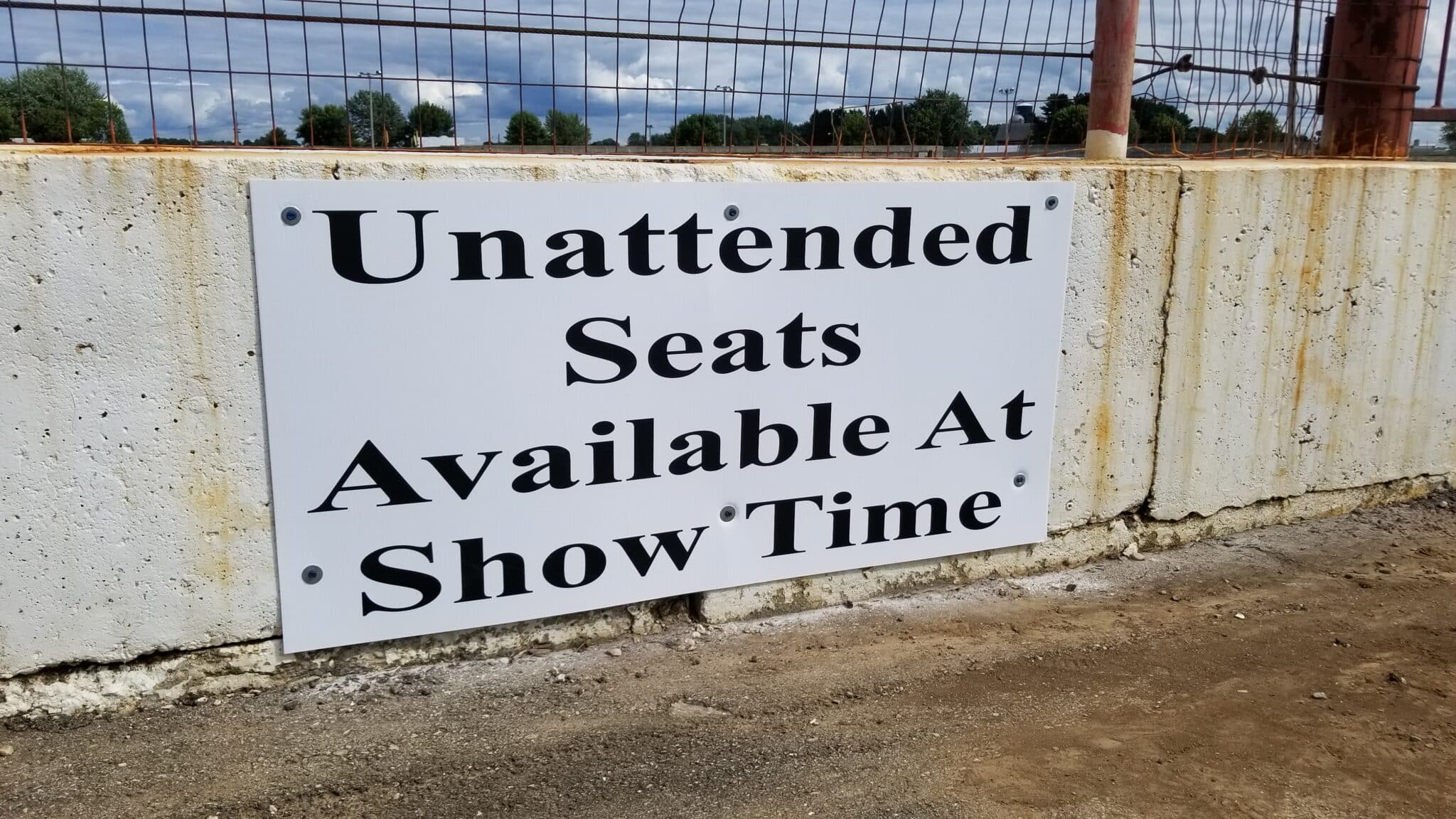 Unattended Seats Available at Show Time Large Signs