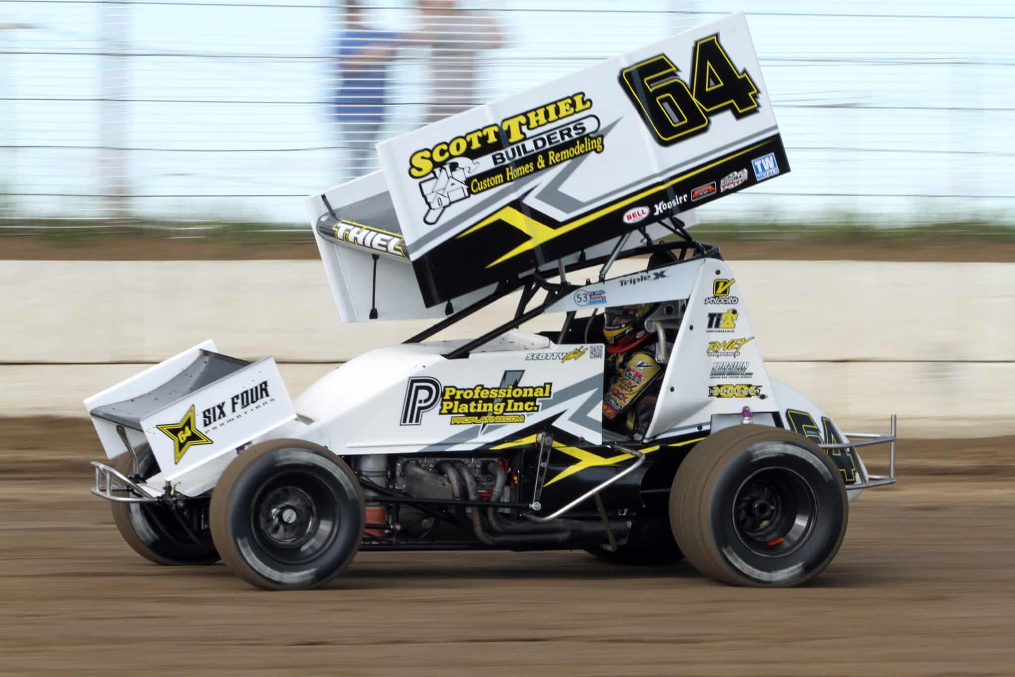 Scotty Thiel in the 64 IRA Outlaw Sprint Car